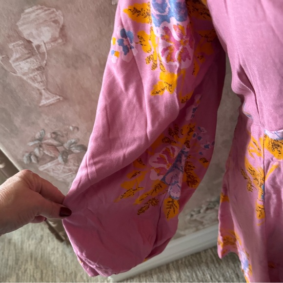 FREE PEOPLE FRANCESCA FLORAL PRINT DRESS MEDIUM PINK FLORAL - Picture 8 of 8